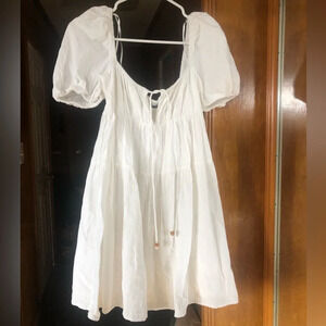 Zara puffed sleeves flare dress